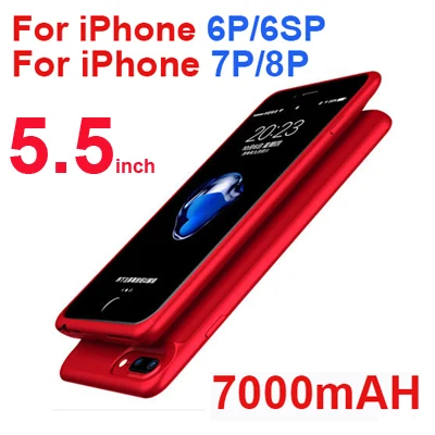 Red 6 6s 7 8 Plus Чехол для аккумулятора 5000 мАч/7000 мАч для iPhone 6 6 s plus, Дополнительный внешний аккумулятор, чехол для зарядного устройства для iPhone 6 6s 7 8 Plus, чехол для зарядного устройства - Цвет: Red 6 6s 7 8 Plus