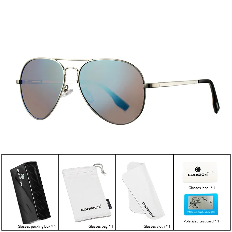C4 Blue Mirror COASION фирменный дизайн негабаритных солнцезащитных очков поляризационные женские мужские классические ретро солнцезащитные очки пилота очки для вождения зеркальные линзы CA1052 - Цвет линз: C4 Blue Mirror