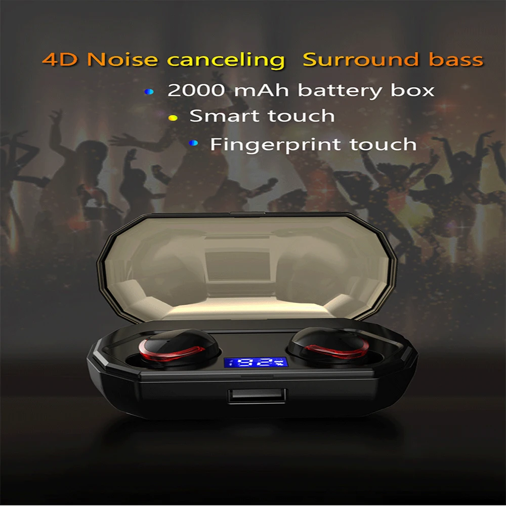 Classic R10 TWS True Wireless Earphone Waterproof IPX5 Bluetooth Headset Earbuds with LCD Screen Charging Case 3000mAh | Электроника