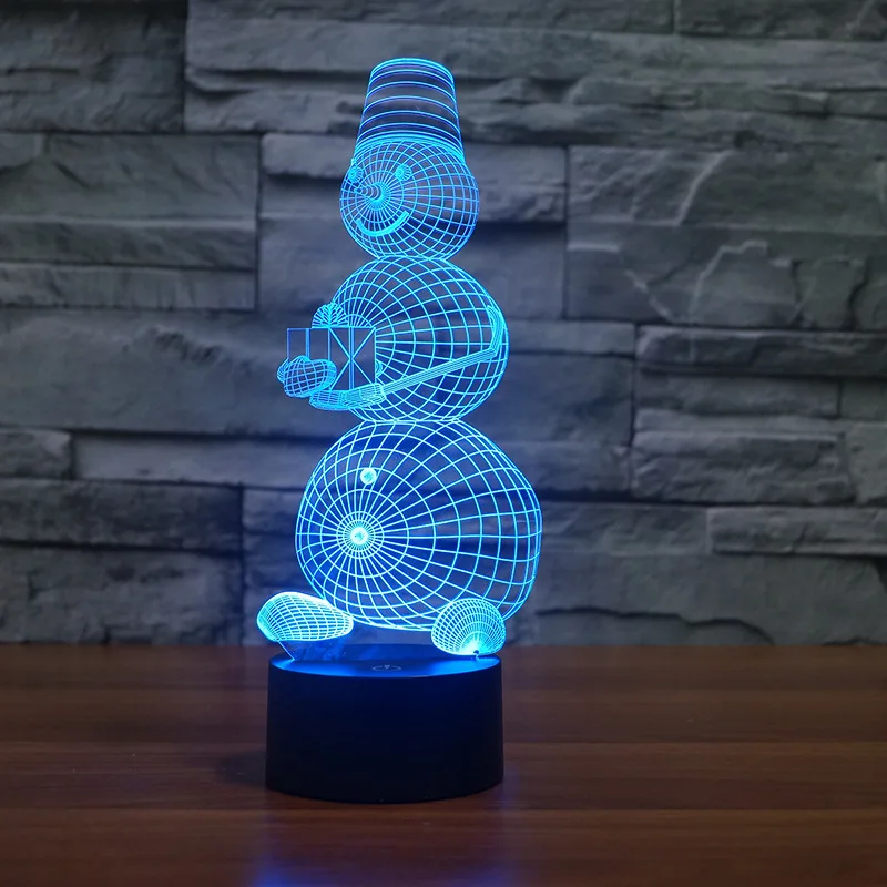 Рождественский светильник со снеговиком светодиодная настольная лампа цветной