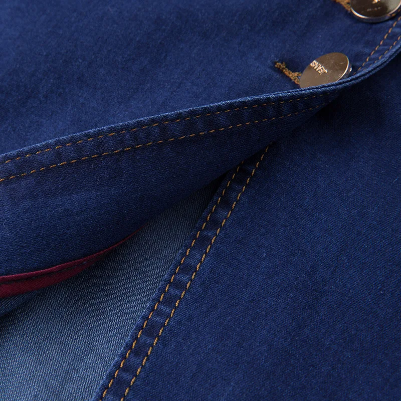 

YuooMuoo 6XL Plus Size Summer Knee-Length Women 9 Buttons Solid Denim Skirts Slim Jeans Straight Elegant Skirt