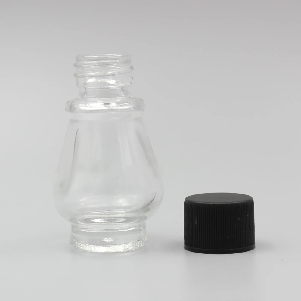 High Quality Skin Care Packaging, Empty 20ml Clear Glass with Black Lids