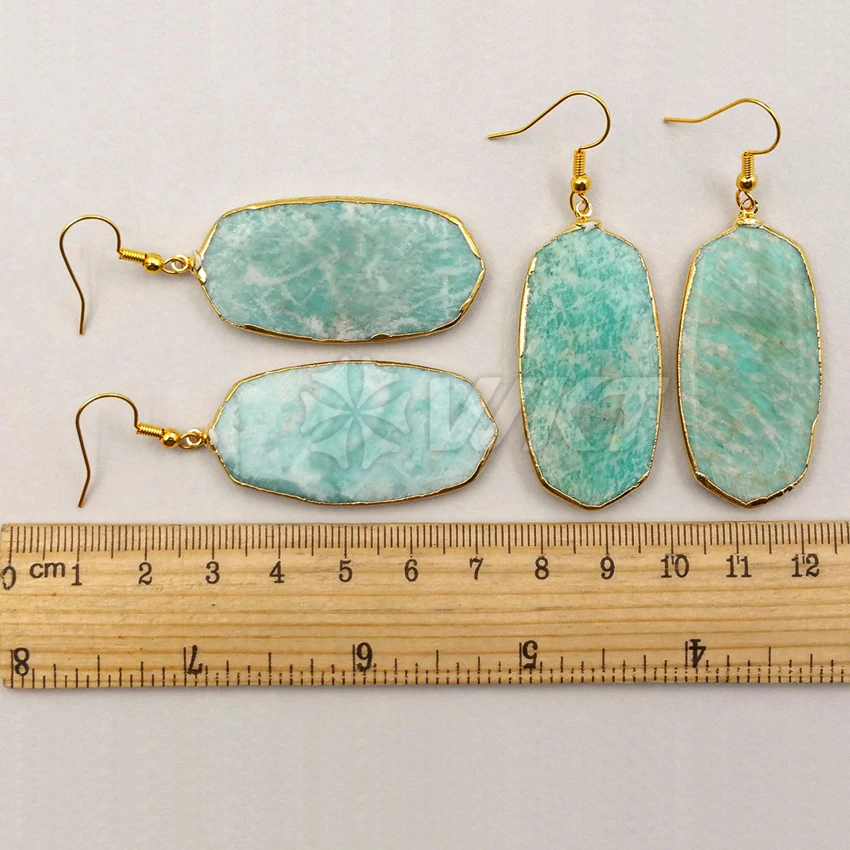 Оптовая продажа серьги из натурального амазонита с 24 каратной золотой отделкой