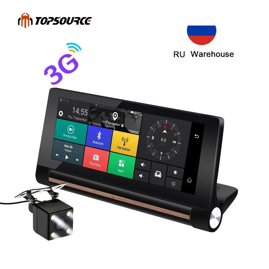 6,86 дюймов 3g Автомобильный видеорегистратор gps навигация Android 5,0 видеорегистратор авто рекордер с двумя объективами камеры Full HD 1080p Автомобильный Черный Ящик видеорегистратор era