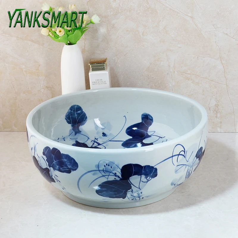 Yanksmart для ванной комнаты керамический круглый умывальник сосуд Туалет Счетчик
