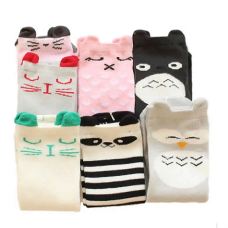 Детские носки до колена милые Мультяшные длинные для малышей Необычные теплые