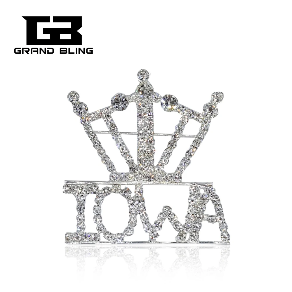 Брошь со стразами ювелирные изделия США отворот Pin &quotIOWA&quot State|rhinestone brooch|lapel pinbrooch