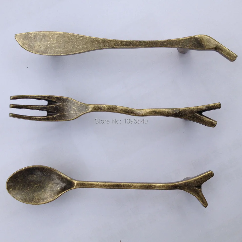 Новинка 15 шт. бронзовая ложка нож вилка ручки для мебели детской спальни кухонный