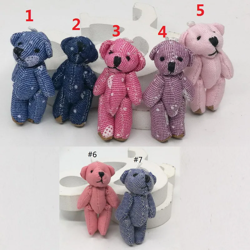 mixed color 4,5 см(1,") маленькая ковбойская ткань плюшевый мишка мини урсо плюшевые ювелирные изделия Ремесло/ребенок душ/украшение/лук мягкие игрушки - Высота: mixed color