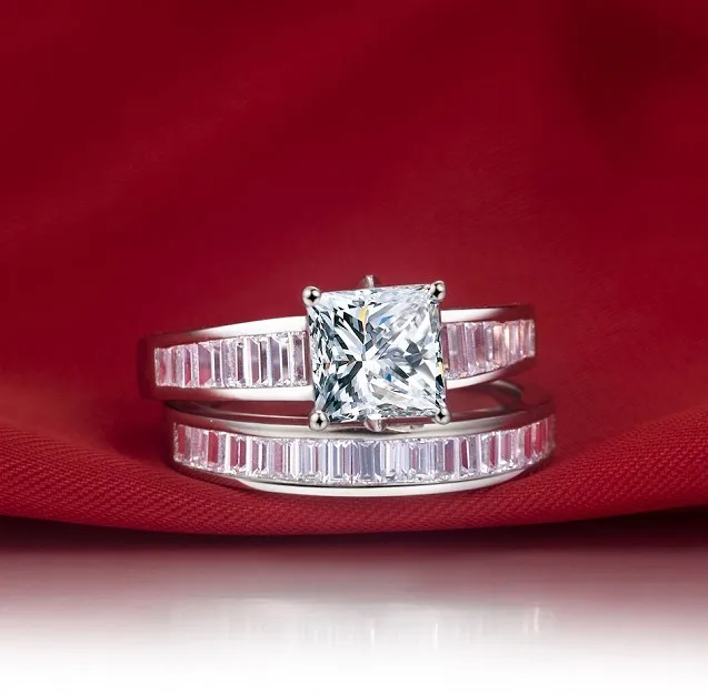 2.5Ct Элегантные Свадебные Кольца с лестницы для женщин синтетические кольца