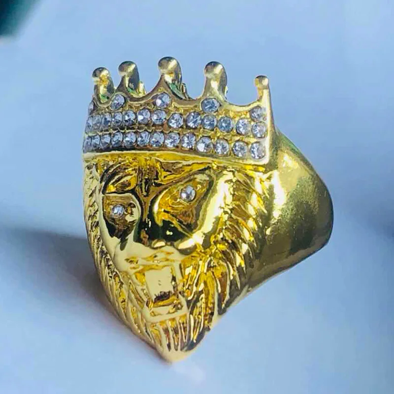 Хип хоп Рок Рэп ледяной из Bling Золотые кольца с кристаллами страз золотой тон