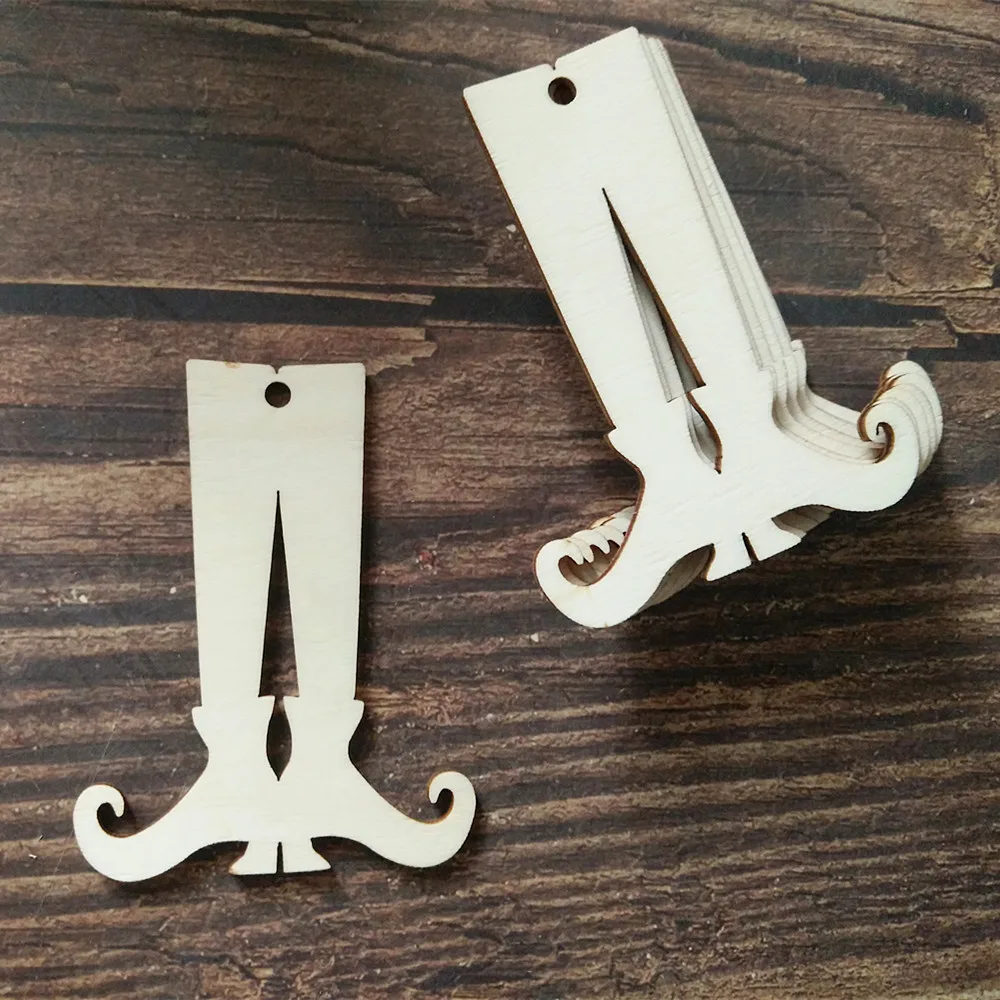 10 шт. лазерная резка необработанные простые деревянные сапожки форма бирки