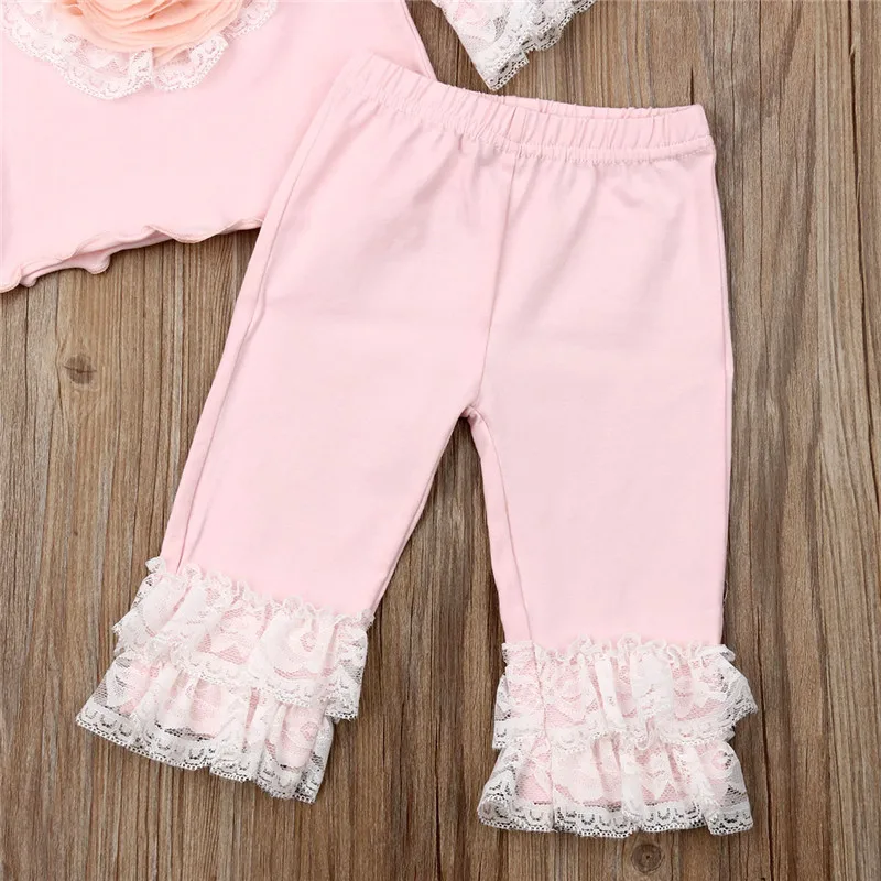Комплект хлопковой одежды для маленьких девочек модные кружевные топы с