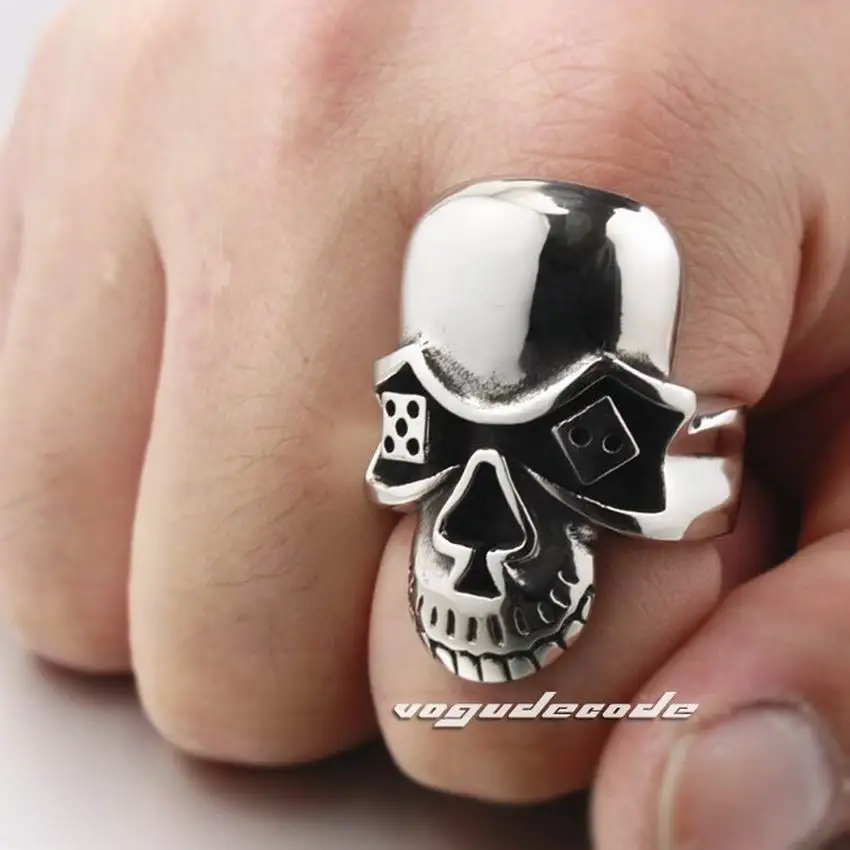 Мужское кольцо в виде черепа из нержавеющей стали 316L кости глаза байкерское Рок