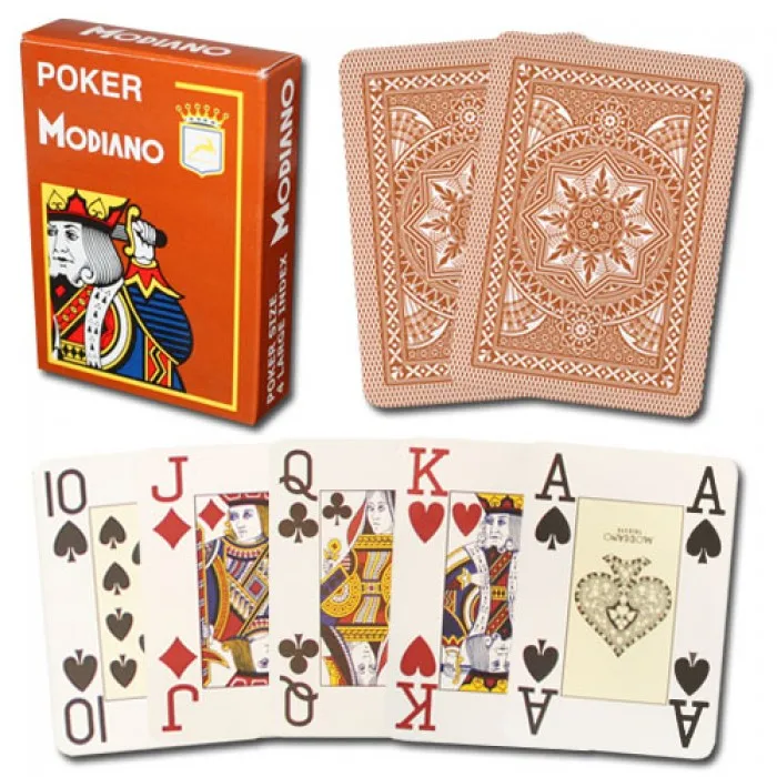 XF Modiano итальянская игра в покер игральные карты-красный покер Jumbo индекс-одна карточная колода- пластик Сделано в Италии - Цвет: Brown