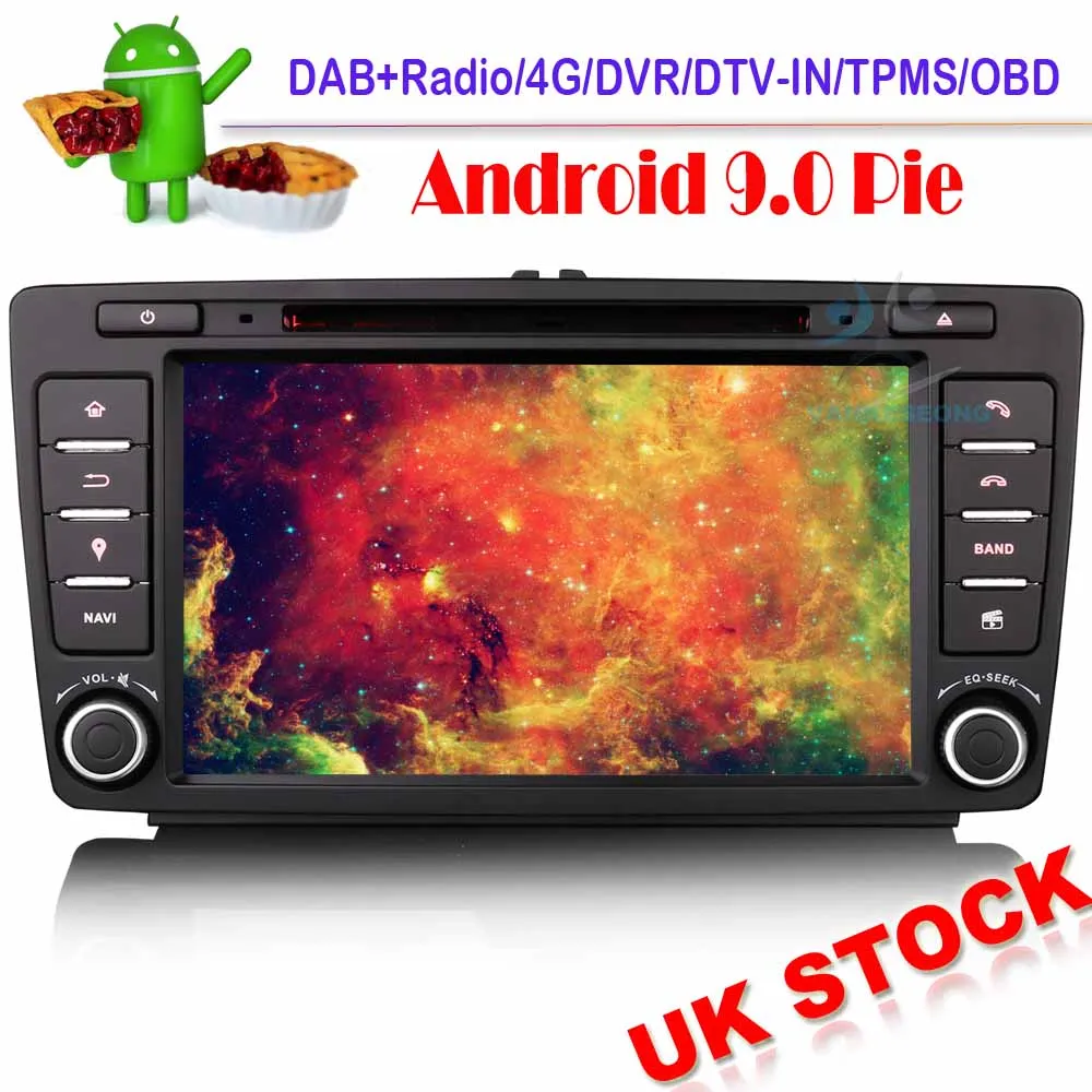 8 &quotAndroid 9 0 автомобильный стерео DAB + DVD GPS Sat Nav Радио Bluetooth для SKODA OCTAVIA Yeti Rapid Roomster Superb