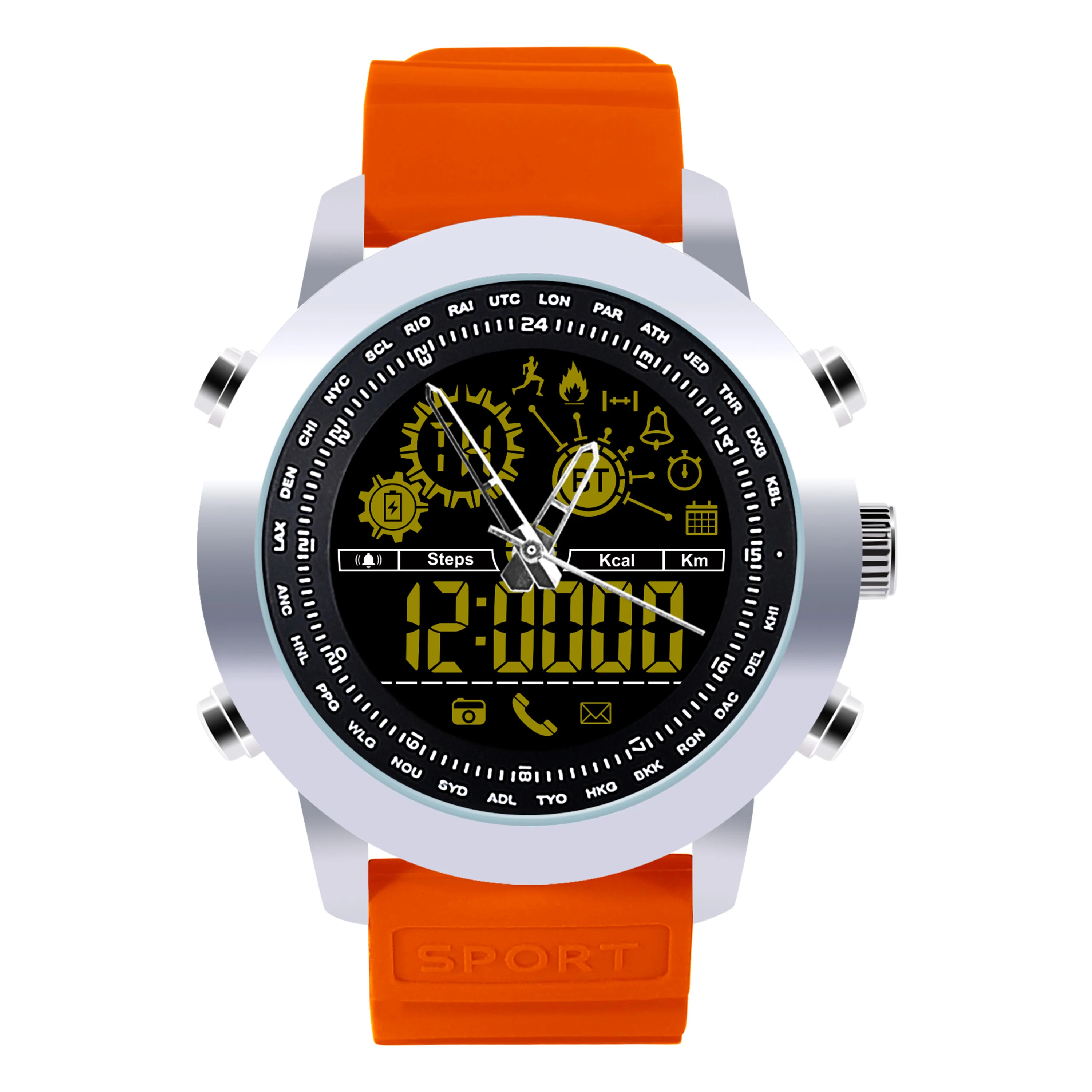 orange 696 DX18 Waterproof GPS Multifunction Smart Watch 1.21 FSTN LCD Heart Rate Monitoring Sleep Monitoring Swim Sport Smart Bracelet - Цвет: orange
