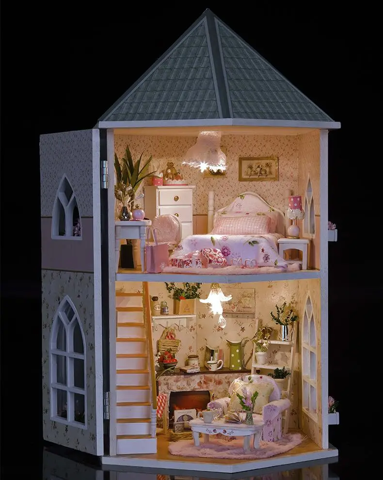 Подарки бренд DIY кукольные домики Деревянный Кукольный дом унисекс 3d кукольный домик мебель игрушка кукольный дом миниатюрная мебель ремесла 13816