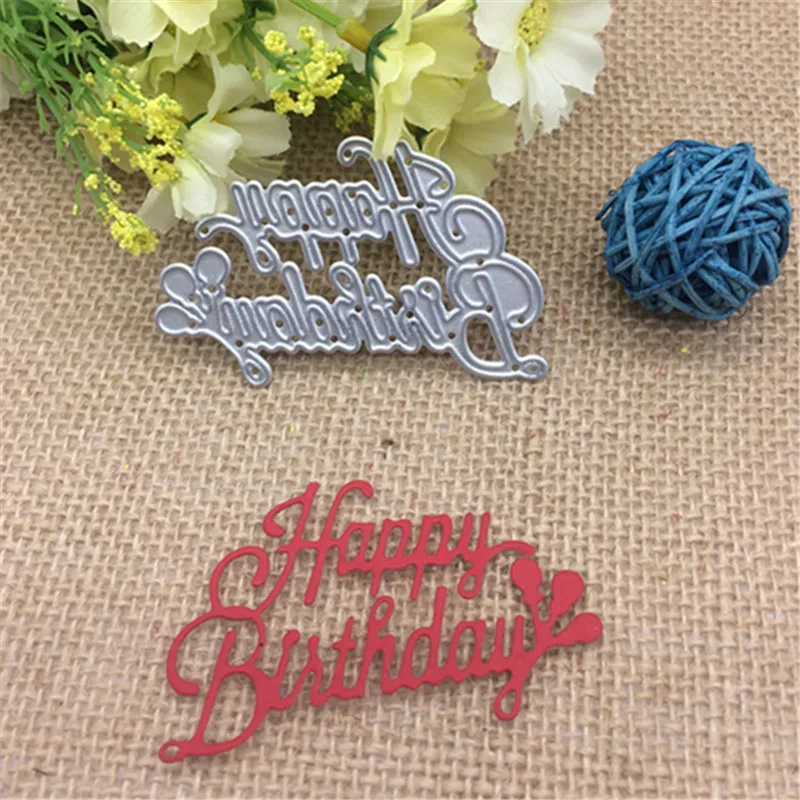 

Wish letters happy birthday Metal cutting dies Stencil Scrapbooking Photo Album Card Paper Embossing Craft DIY Die Cut