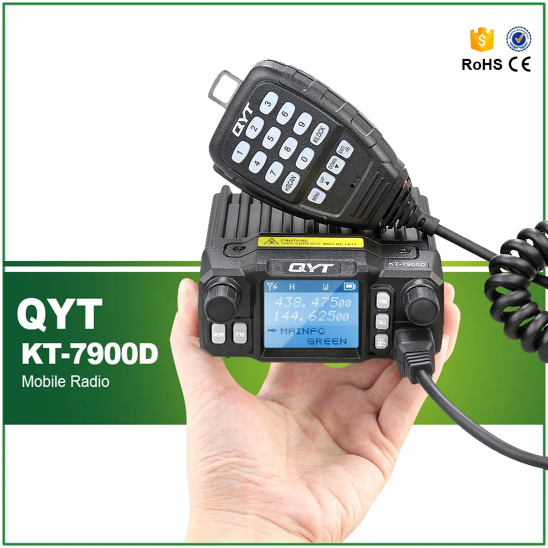 QYT KT-7900D Quad Band 136-174/220-270/350-390/400-480MHz 25W 200 Channels Colorful Screen Mini Mobile FM Radio with Cable enlarge
