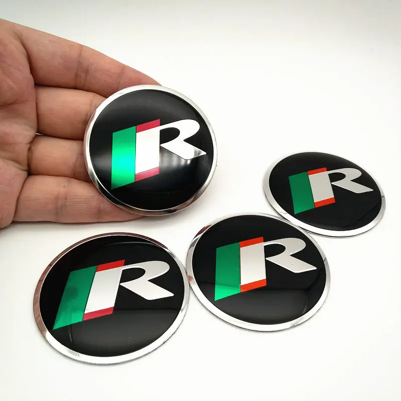 4 шт. 56 5 мм Логотип R алюминиевая Эмблема для автомобиля колесный центр наклейка