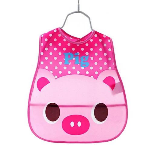 13 Pig Детские нагрудники из пластика EVA, водонепроницаемый нагрудник для ланча, детская одежда для кормления с героями мультфильмов, детские слюнявчики BKJ08 - Цвет: 13 Pig