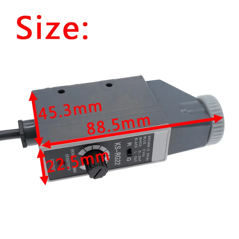 Цвет товара датчик KS-W22 KS-G22 KS-R22 может занять от 10 до 30V обнаружения метки светоэлектрический переключатель Цвет датчика меток KS-RG22 KS-WR22 KS-WG22