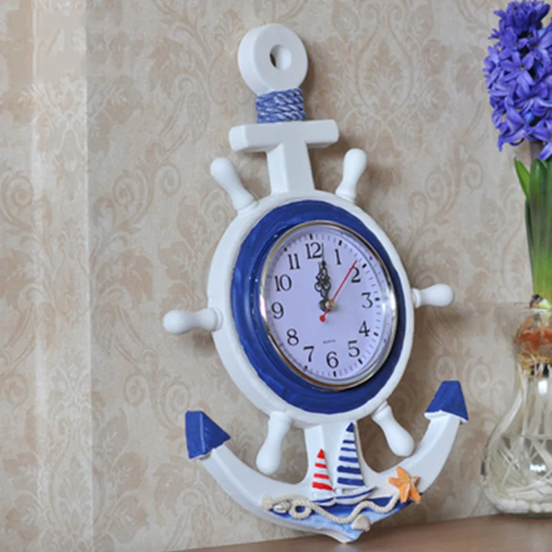

Mediterranean Home Decoration Mediterranean Style Wall Clock home decoration accessories wall watch Home Wall Anchor Helmsman