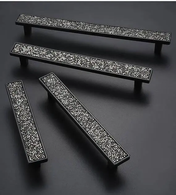 Ручка для кухонного шкафа черная ручка выдвижного ящика с кристаллами 3 75