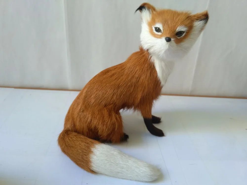 

about 14x16cm simulation brown fox plastic&furs squatting fox model handicraft prop home decoration gift d2217