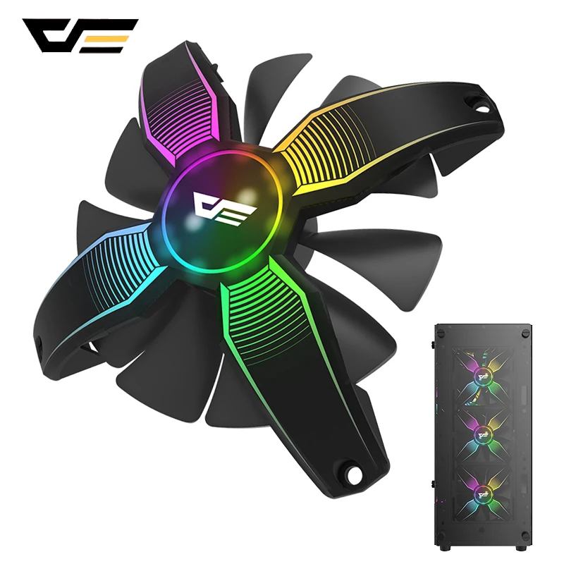 Чехол для ПК darkFlash RGB, вентилятор для настольного компьютера, ультра бесшумный, с высоким воздушным потоком, безрамный кулер, охлаждающий 12 В, 4pin, игровые вентиляторы, корпус, чехол s