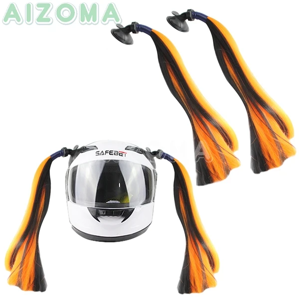 Black with Orange 6 цветов гоночный Байкер уличная лыжная палка на шлем волосы косички красочные кепки конский хвост шлем украшения косички Красочные Универсальные - Цвет: Black with Orange