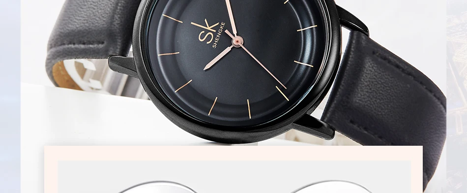 SK кожаные часы для женщин Простые Модные кварцевые часы для Reloj Mujer женские наручные часы SHENGKE Relogio Feminino