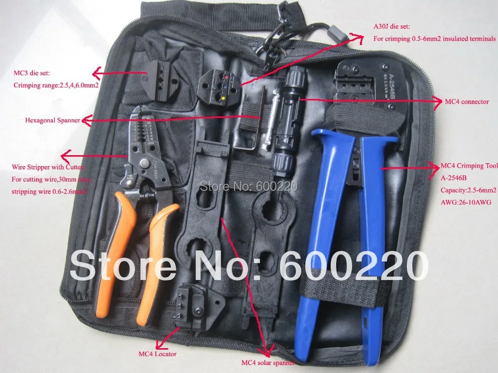 

MC3 щипцы солнечные pv обжимные Наборы инструментов для 2,5-6.0mm2 MC4 разъемы мульти набор инструментов