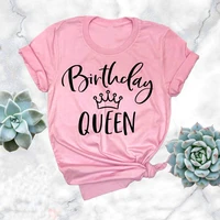 skuggnas birthday queen t shirt tumblr birthday slogan cotton tee shirt cute casual tumblr harajuku aesthetic kawaii pink tops