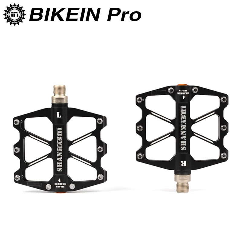BIKEIN высокое качество 4 герметичный подшипник MTB BMX педали фрезерованные алюминиевый сплав Велоспорт педаль горного велосипеда 340 г части велосипеда 6 цветов - Цвет: Black