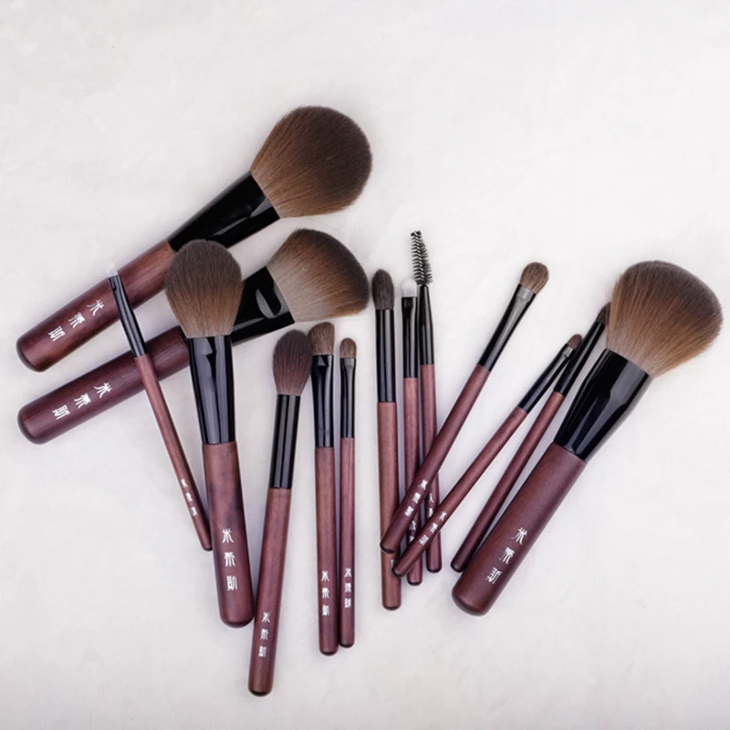 Набор кистей для макияжа Pro 14 шт натуральная деревянная пудра кисть теней