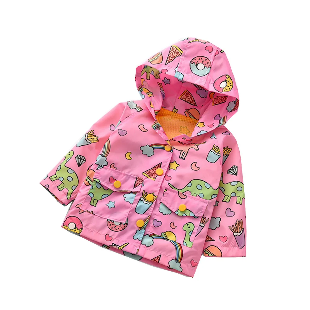 pink Детская одежда с длинными рукавами для мальчиков и девочек; пальто на молнии с принтом динозавра из мультфильма; одежда для малышей; толстовки с капюшоном; пальто для детей; Новая детская одежда для девочек - Цвет: pink