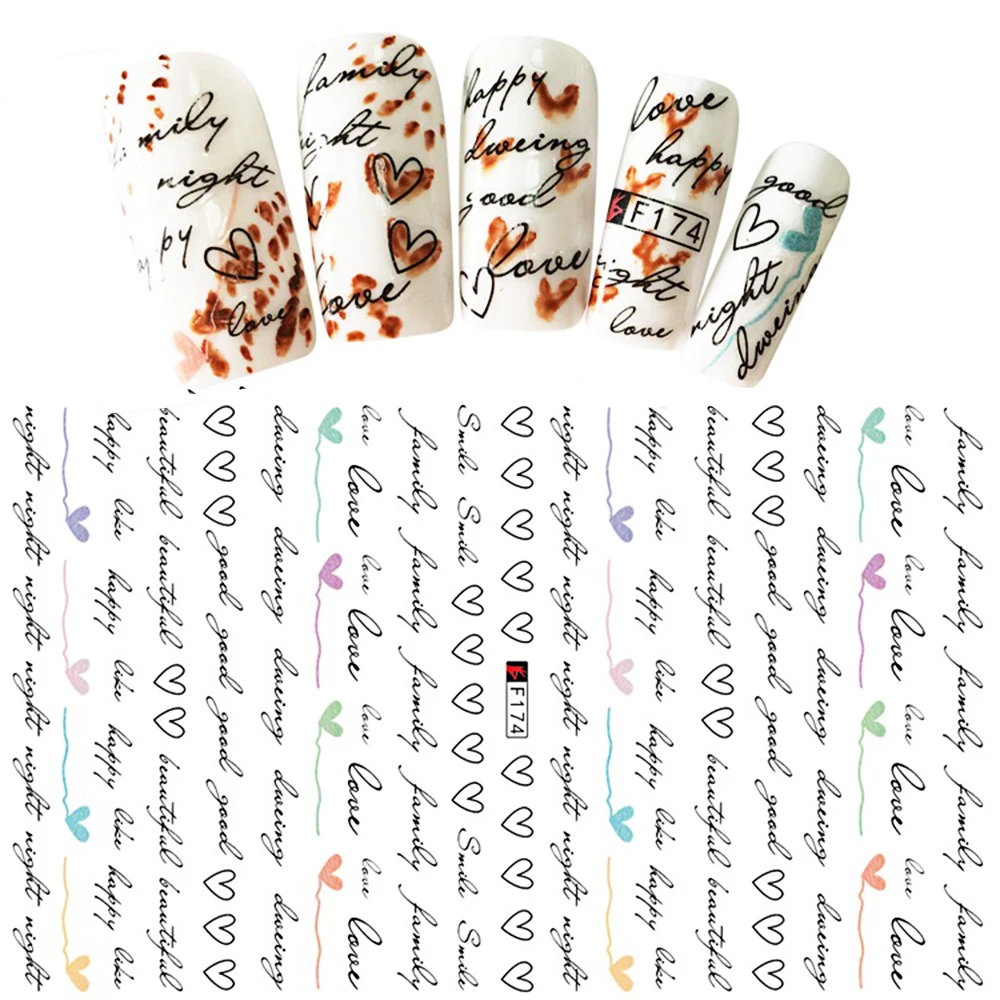 1 лист, Модный узор, глаза, слайдер для ногтей, художественные наклейки 3D, смешанный цвет, дизайн ногтей для 3D, сделай сам, декоративные наклейки, наклейки BEF166