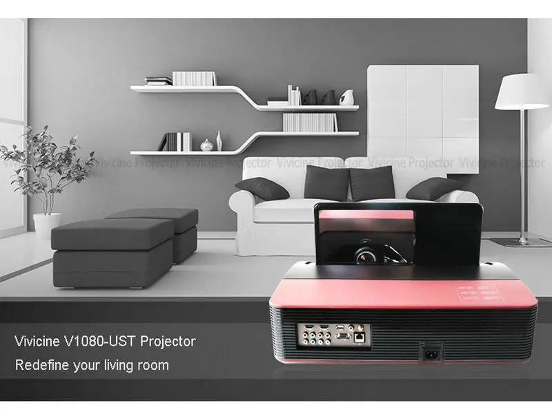 Vivicine 1080p Ультра короткий бросок проектор, Android wifi Портативный объектив рыбий глаз домашний кинотеатр Мультимедийные видео проекторы ТВ проектор