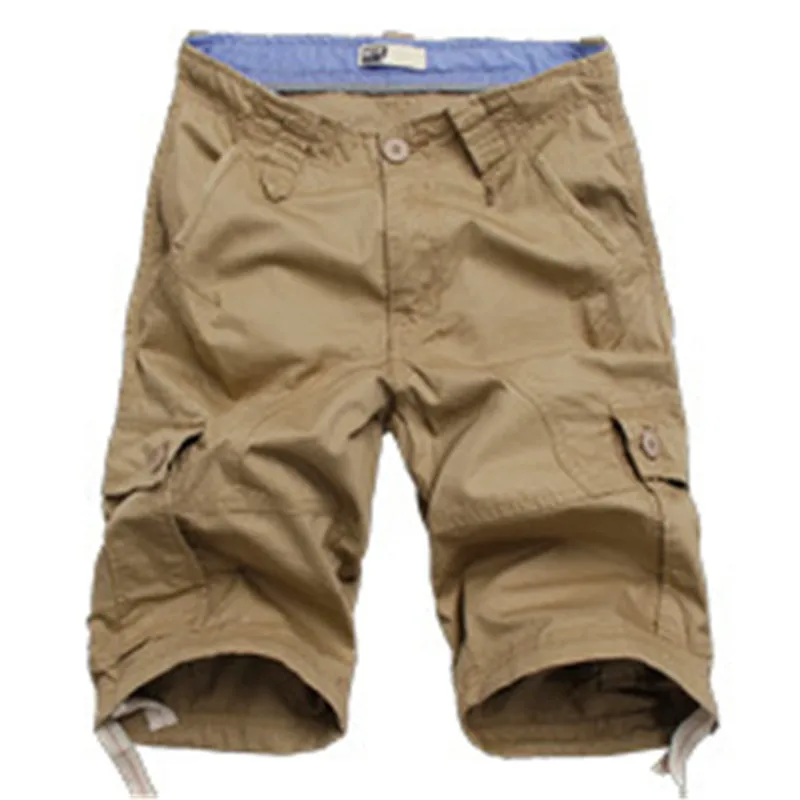 Мужские шорты до щиколотки хлопковые повседневные в стиле милитари длинные лето