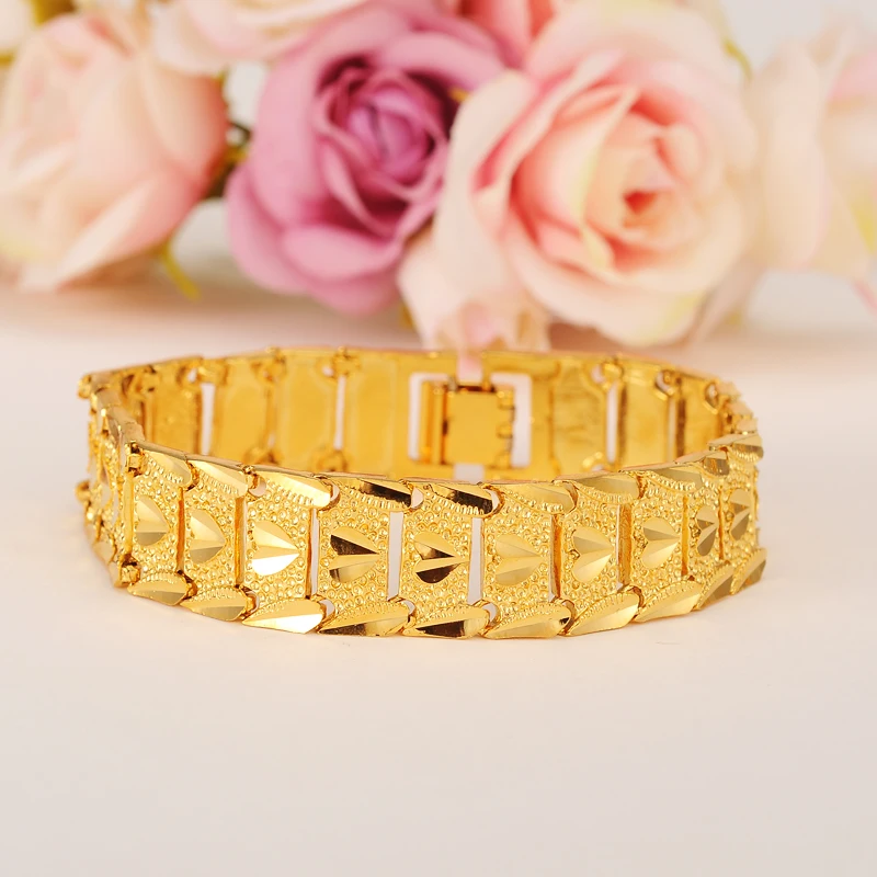 Bangrui 20cm*17mm Male Bracelet Men Jewelry Hip hop style High quality gold Color preserving Persistence MEN gift | Украшения и