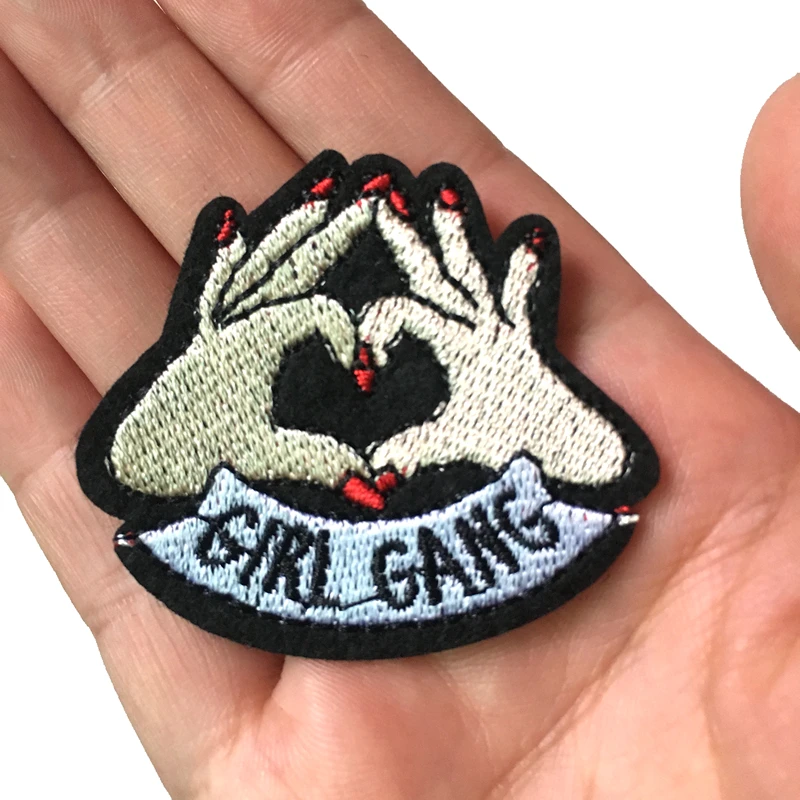 GIRL GANG любовь жест Вышитые заплаты для головных уборов Одежда с вышивкой