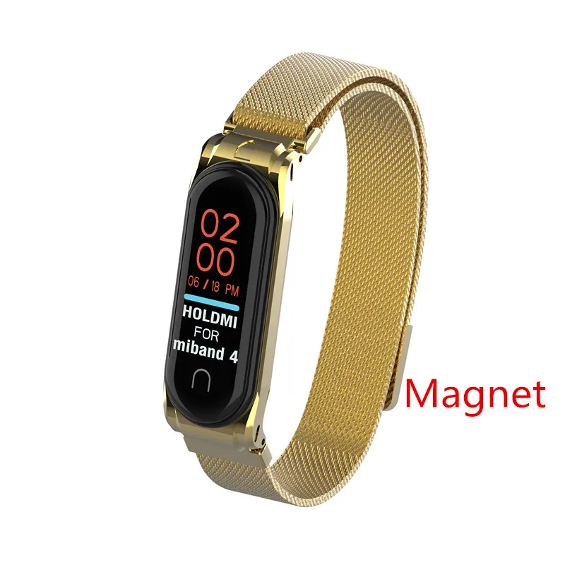 Mi Band 4 3 магнитный ремешок металлический ремешок из нержавеющей стали mi band 4 3 браслеты mi band 4 3 ремешок металлический браслет для xiaomi mi band 4 - Цвет: Gold Magnet