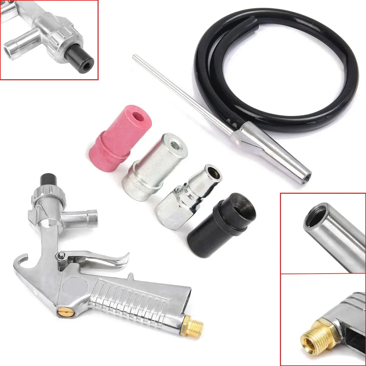New Air Sandblaster Sandblasting Blast Gun+Nozzles+Connector+Tube Derusting Tool Kit | Other Parts