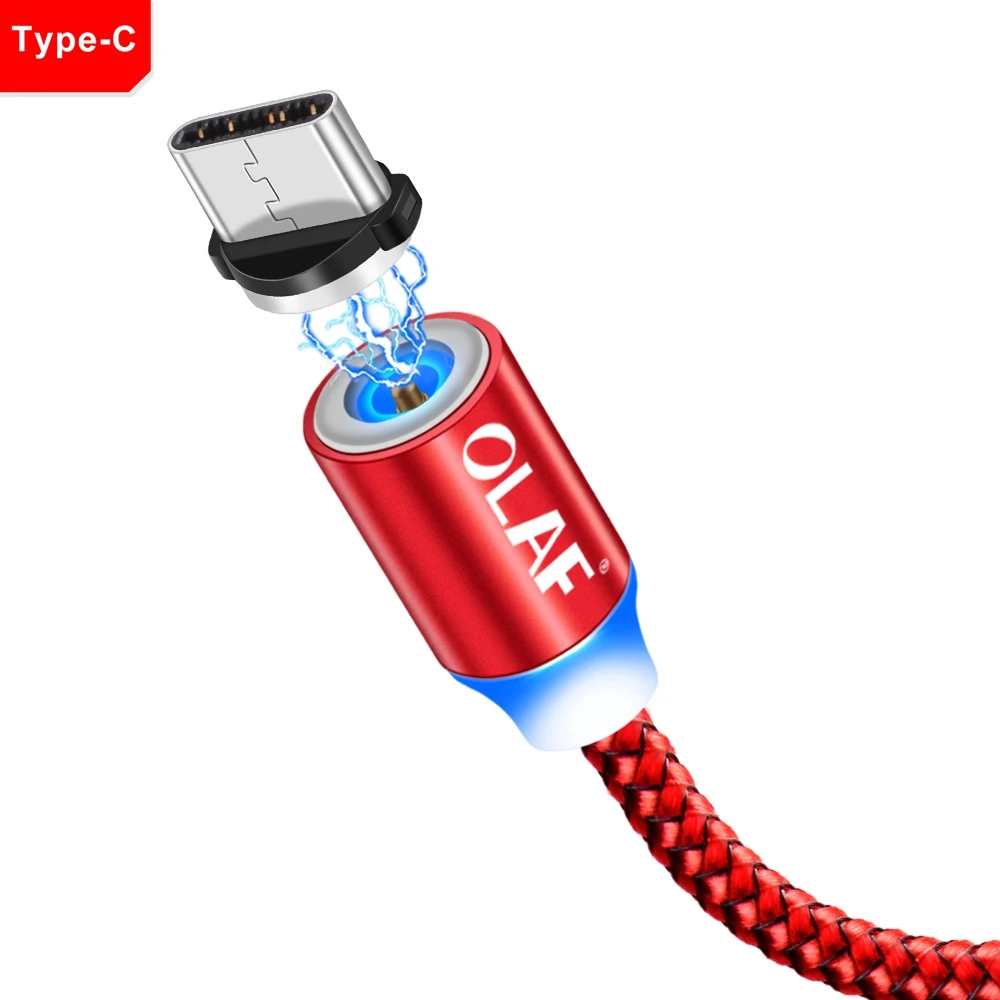 Red Type C Олаф 1 м 2 м Быстрая Зарядка светодиодный Micro usb type C кабель для Xiaomi для samsung мобильного телефона зарядное устройство Шнур для iPhone 7 8 X XR XS Max - Цвет: Red Type C