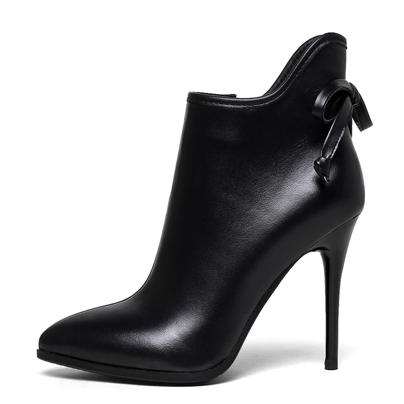 Сапоги женские зимние из натуральной кожи на толстом и тонком каблуке с острым