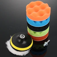 8pcs 4inch polishing waxing buffing sponge pads kit compound car polisher m10m14 thread adapter car wash auto cleaning