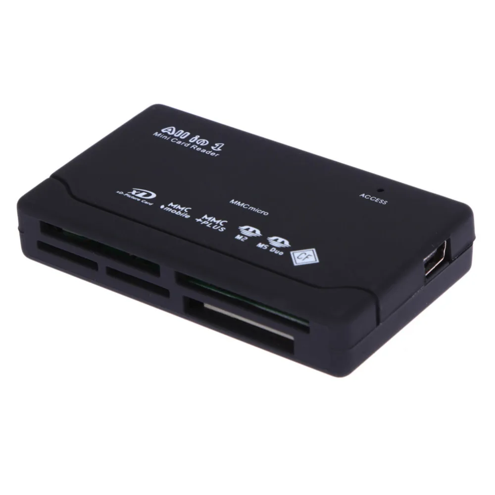 Черный все в одном считыватель карт памяти USB внешний кардридер SD SDHC Mini Micro M2 MMC XD CF ридер для MP3, цифровой камеры