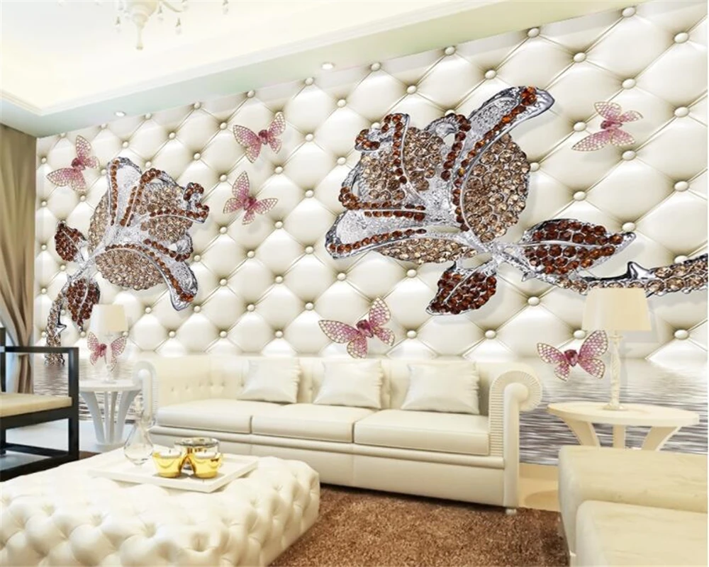 Photo wallpaper European style silk material with diamond rose water reflection jewelry wall background 3d beibehang | Обустройство